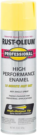 Rust-Oleum 7543838 Professional High Performance Enamel Spray Paint, 15 Oz, Gloss Safety Yellow