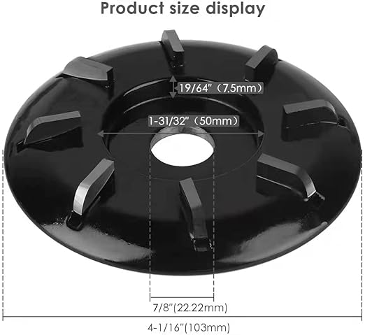 Wood Turbo Carving Disc (Curve) 103mm in 8 Teeth, for 4-1/2 Inch or 5 Inch American Standard Angle Grinder by KOWOOD