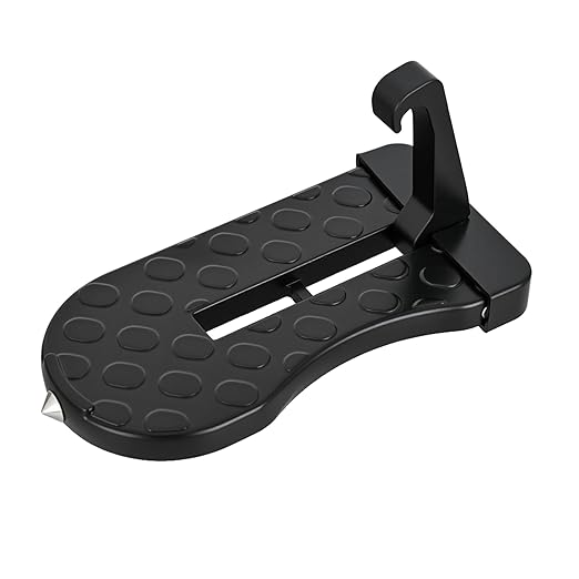 Nilight Car Door Step for Roof Access Universal Car Step Hook for Roof SUV Trucks Folding Aluminum Alloy Vehicle Door Latch Step Pedal with Glass Breaker Safety Hammer, Max Load 400lbs, 1 Pack Black