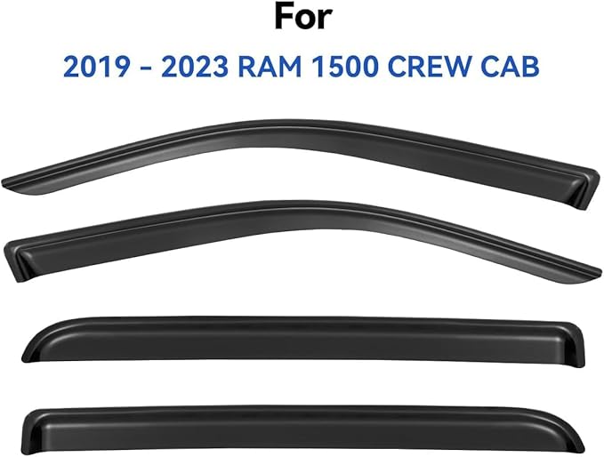 Window Visors Rain Guards for 2019-2025 Dodge Ram 1500 Crew Cab (New Body Style), Out-Channel Window Vent Wind Deflectors Visors Shades for 19-25 Ram 1500 Full-Size Cab