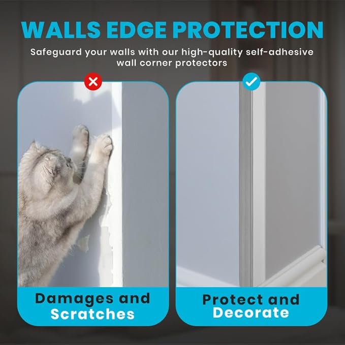 Proflex Wall Corner Protector - Pack of 6 Self Adhesive Corner Guards for Walls Edge Protection - 2 inch x 36 inch, Brushed Aluminum – Easy to Apply – No Tools Needed