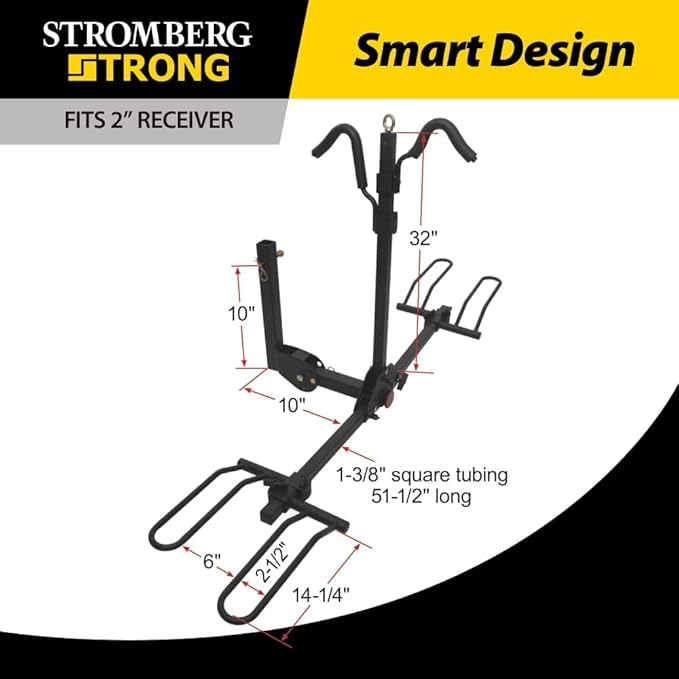 Stromberg Carlson Bike Carrier, Hitch Mount Bike Rack for Car, SUV, RV, Motorhome, Travel Trailer, 2-Bike Capacity, 2-Inch Receiver, BC-202 Model