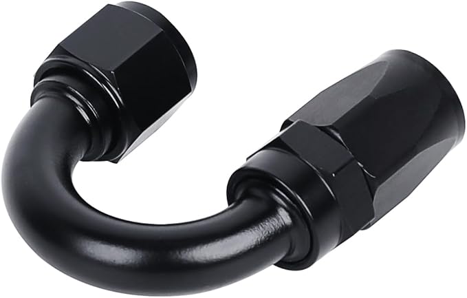 LokoCar 10AN Hose End Fitting 180 Degree Swivel For CPE Braided Hose Black 2Pcs