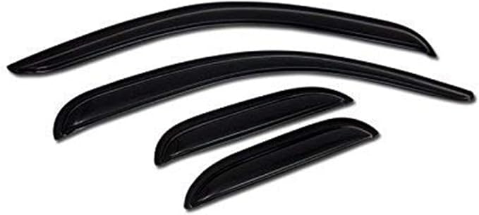 4pcs Front Rear Window Deflector Sun/Rain/Wind Guards Smoke Window Visors 07-13 Compatible with Chevy Silverado/GMC Sierra 1500/2500 HD/3500 HD Extended Cab