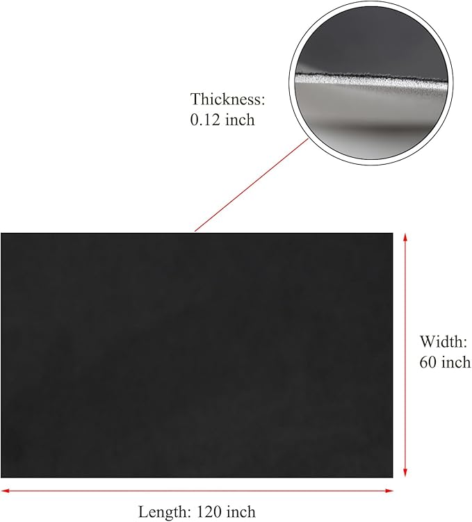 Suede Headliner Fabric with Foam Backing - Black Suede Headliner wrap Interior Material for Car/Truck/SUV/RV Roof, Home Repair/DIY Headliner Material Automotive Headliner Fabric (Black, 120"×60")