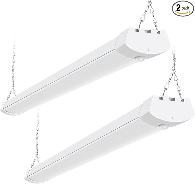 hykolity Pir Sensor 4FT 120W LED Shop Light, 12000lm(370w Equivalent), 5000K Daylight, Motion Activated, Hanging or FlushMount, with Power Cord, for Garages, Workshops, ETL, 2 Pack