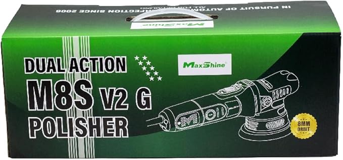 Maxshine Dual Action Polisher M8S V2 G | 8mm Throw, 5" Plate, Green, 1000W, 6500RPM, Corded Electric | 6 Variable Speeds, Ergonomic Design | Car Detailing, Scratch Removal