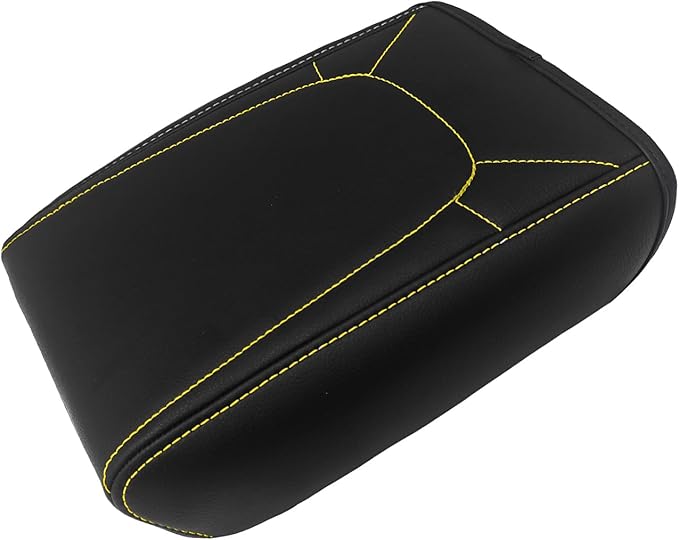 Muslogy Center Console Armrest Cover Compatible with Colorado/GMC Canyon 2023 2024 2025 ZR2 Z71 Trail Boss LT WT Elevation AT4 Denali AT4X Accessories Regular Thick(Yellow Stitching)