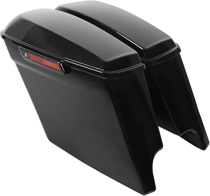 XFMT Motorcycle Vivid Black 5" Stretched Saddlebags Extended Hard Saddle Bags W/Black Latches For Harley Touring Road King Street Glide Road Glide Electra Glide Ultra Classic 2014-2023
