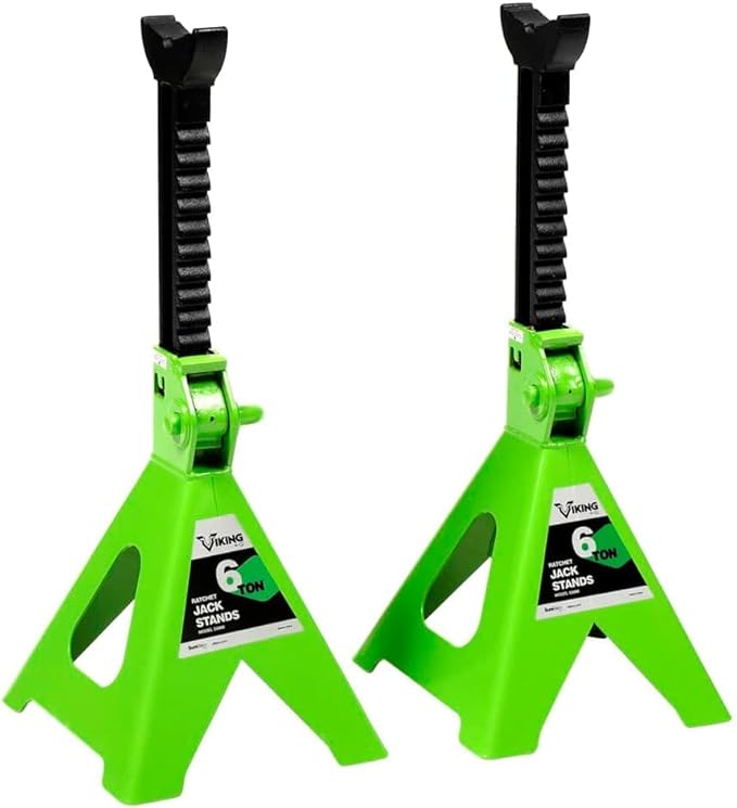 AFF Viking 6 Ton Jack Stand Set - Heavy Duty Ratchet Style Jack Stands - Pair