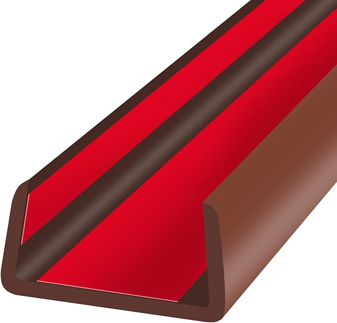 Rubber Edge Trim, Flexible Self-Adhesive U Shaped Peel and Stick Edge Banding, 1-3/4"(44.5mm) U Channel Protector, Edge Guards for Woods, Furniture, 20Ft, Brown Color