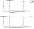 SafeRacks Overhead Garage Storage Rack, Heavy Duty Racks for Garage w/ 600 lb Capacity, Easy Garage Storage Adjustable Storage Rack Ceiling Mount Storage for Garage 4x8 White, 24"-45" (2 Pack)
