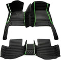 Custom Colors Car Floor Mats Black Pink for 99.9% Sedan SUV Sports， All-Weather Liners Car Floor mat，Luxury Leather Automotive Floor Mats (3D Black Green,3D Floor Mats)