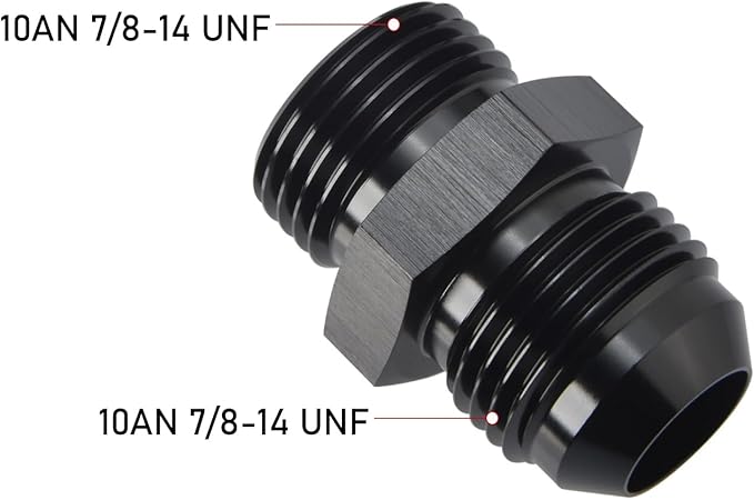 10AN Male Flare to 10AN ORB O-ring Boss Fuel Pump Rail Adapter Fitting Aluminum Black, Pack of 2