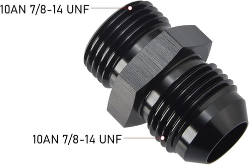 10AN Male Flare to 10AN ORB O-ring Boss Fuel Pump Rail Adapter Fitting Aluminum Black, Pack of 2