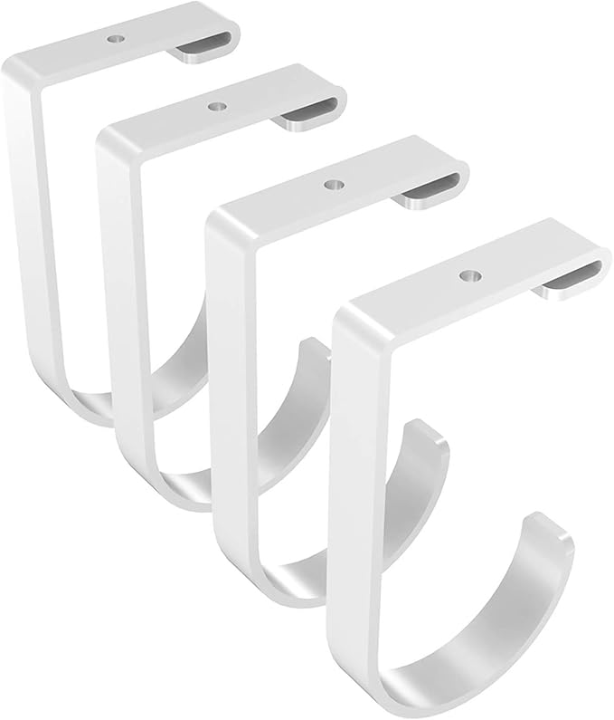 FLEXIMOUNTS 4 Pack Add On Storage Flat Hook Accessory for Garage Ceiling Rack and Wall Shelving, Max Weight Capacity up to 50lbs, White