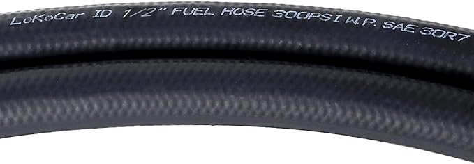 LokoCar Rubber Fuel Hose Line Push Lock 1/2" ID SAE 30R7 NBR 5ft 300PSI Black