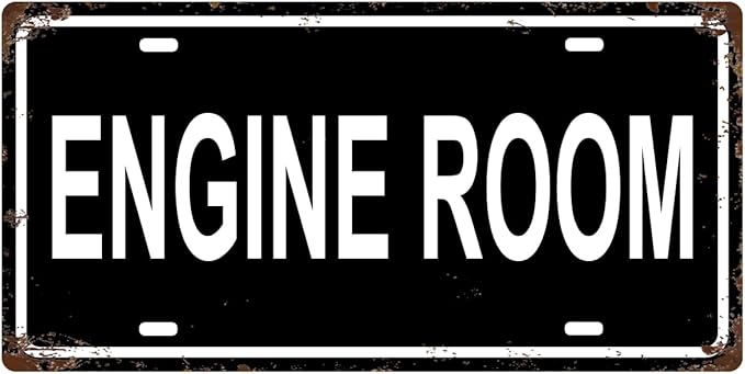ENGINE ROOM SPACE Metal Tin Sign License Plate Bar Cafe Garage Cave Home Room Wall Bathroom Farmhouse Garden Porch Patio Decor, 12 x 6 Inch