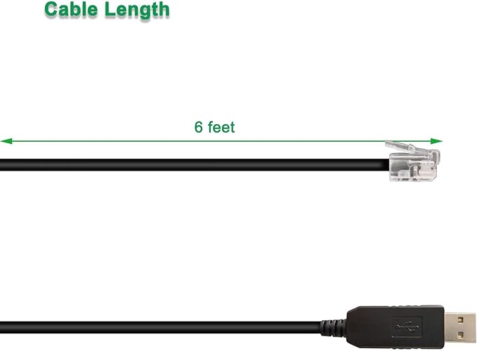 Radar Detector Power Cord for Beltronics, Escort Passport 9500ix, Uniden R3 R7 - RJ11 to USB Cable 6 FT