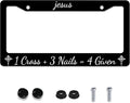 Personalized License Plate Frame Jesus 1 Cross + 3 Nails = 4 Given Stainless Steel Accessory Holder Funny Car Decorative 2 Holes Screws Fits Us Standard License Plates 12.2 X 6.3 in for Men Women
