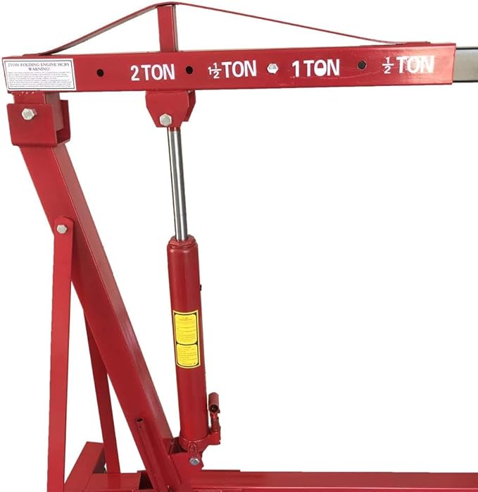 Engine Hoist 2 TON Folding Hydraulic Engine Motor Hoist with Load Leveler Lever, Cherry Picker Shop Cranes Lift Red Shop Crane 4000 lb (Engine Stand+Load Leveler)