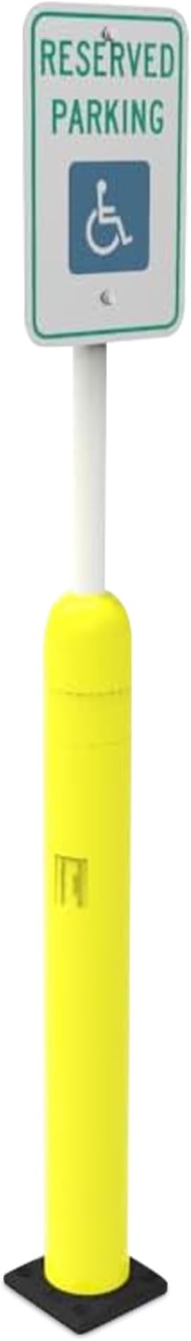 Impact Recovery - Sta-Rite Flexible Sign Post - Sign Holder - Handicap Parking Signs - Made in the USA - 78” with Yellow Bollard - Reserved Parking Signage