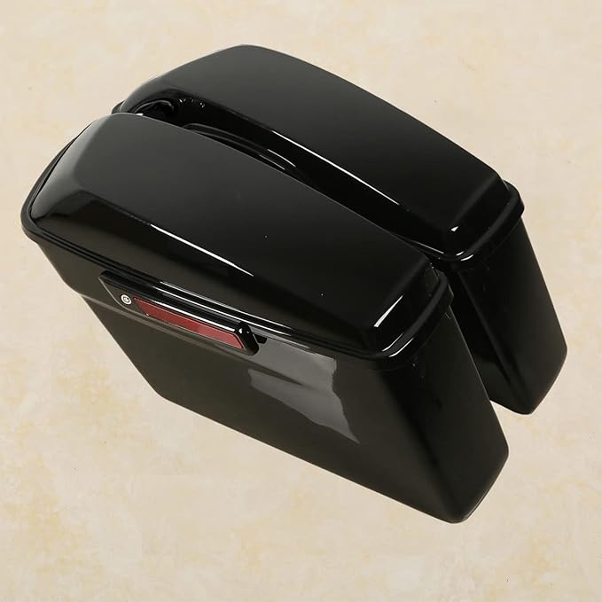 Green-L Vivid Black Hard Saddlebags with Black Latch Keys Liners Fit for Harley Touring Road King Street Glide Electra Ultra Classic 2014-2024