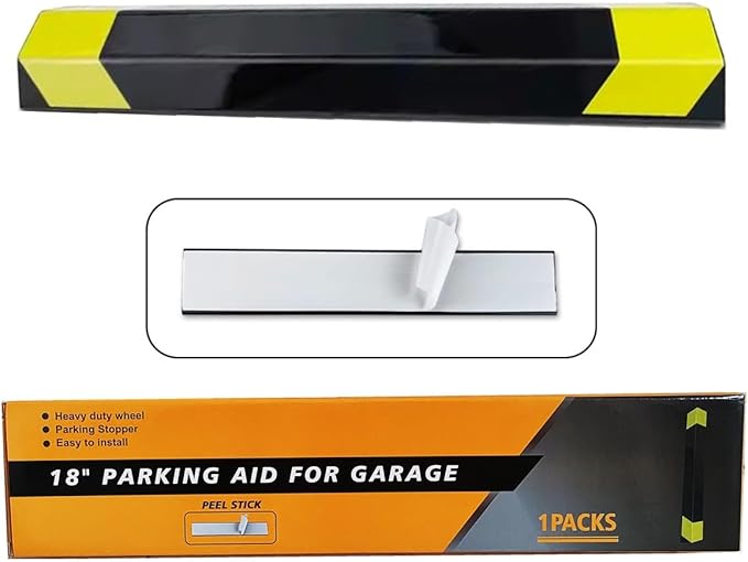 Heavy Duty Parking Aid for Garage, 18" Car Parking Stopper for Garage 1 Pack, Parking Aids Protects Car, Parking Stopper Easy to Install 1 Packs 18" L (1 Pack 18" L x 1.25H)