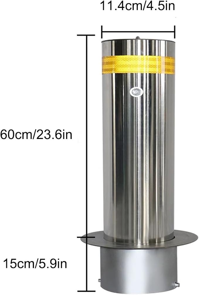 Steel Safety Bollard Post, Driveway Parking Interceptor Bollard, Crash Column Safety Warning Column, Parking Stopper for Garage, for Parking Barrier, Road Safety(Silver (1PCS))