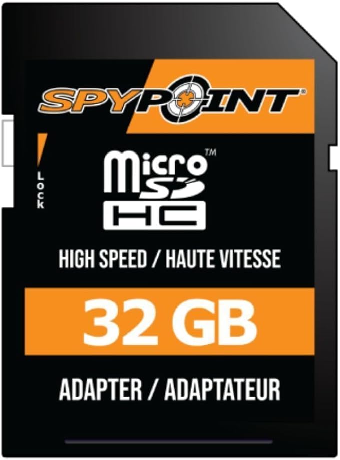 SPYPOINT 32GB Micro SD Memory Card Trail for Cameras | Adapter Media Storage for Trail and Game Cameras Designed | Used in Hunting and Trail Cams (Class 10 Speed)