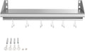 Skyflame 12" x 36" Wall Shelf with 6 Hanging Hooks for Storage, Stainless Steel Commercial Shelving with Side Guards for Bar, Utility Room, Kitchen, Garage