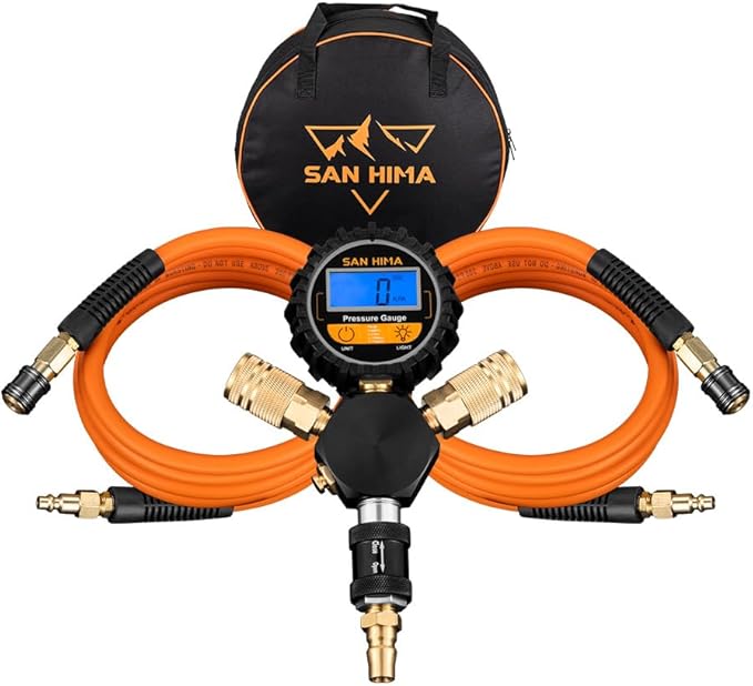 SanHima 2 Tire Inflation Deflation System - Fits up to 200" Wheelbase, Fast High Flow 2-Way Air Down Tire Inflator Deflator for Truck Car Trailer Motocycle