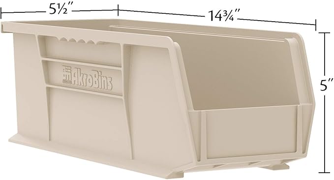Akro-Mils 30234 AkroBins Plastic Storage Bins, Space-Saving Stackable Bins for Garage, Pantry, Craft Organization, 15-" x 5-" x 5-", Clear, 12-Pack
