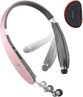 AMORNO Foldable Bluetooth Headphones Wireless Neckband Headset with Retractable Earbuds, Sports Sweatproof Noise Cancelling Stereo Earphones with Mic …