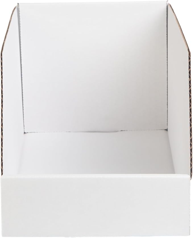 Hudson Exchange 6x12x5.5" (100 Pack) Corrugated Parts Bin Box For Storage & Organization, White