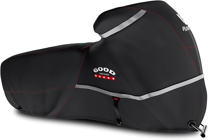 Rosefray Motorcycle Cover 600D Heavy Duty All Season Universal Weather Waterproof Sun Outdoor Protection Durable Night Reflective& 96" XXL Vehicle Cover/Black