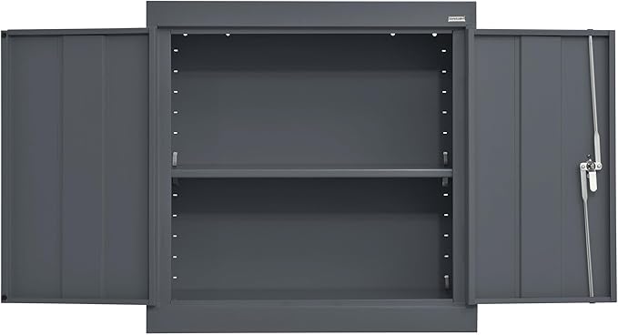 Sandusky Lee WA11301226-02 Wall-Mount Metal Storage Cabinet with Adjustable Shelf, Locking Handle, 200lb Capacity, 12" Depth x 30" Width x 26" Height, Charcoal