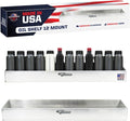 Pit Posse 443 Oil Shelf 12 Quart Bottle Holder Storage Organizer Caddy 32" - Made in USA - Enclosed Race Trailer Garage Shop Automotive Motor Engine Oil Rack Caddie Shelves (Silver)