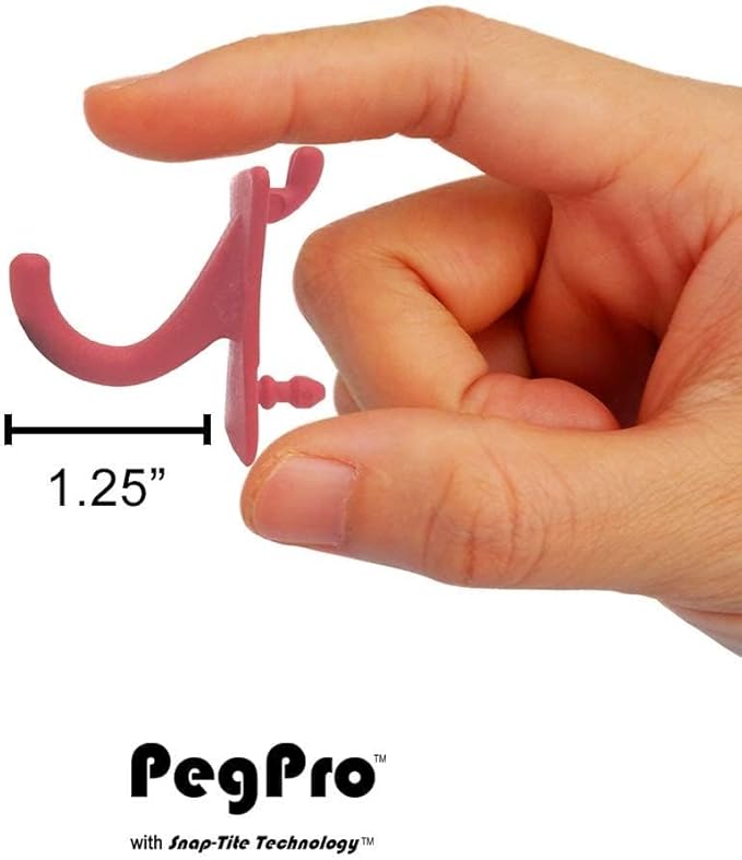 PegPro® J Hooks Kit for Standard “Wood Fiber” pegboard – Durable Plastic Pegboard Hooks - for Garage, Kitchen, Craft Room, and More (J Hook - 24 Pack, Red)