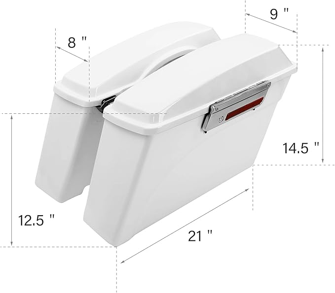 XFMT Motorcycle Saddlebags White Hard Saddle Bags Trunk For Harley Touring Road King Street Glide Road Glide Electra Glide Ultra Classic 1994-2013