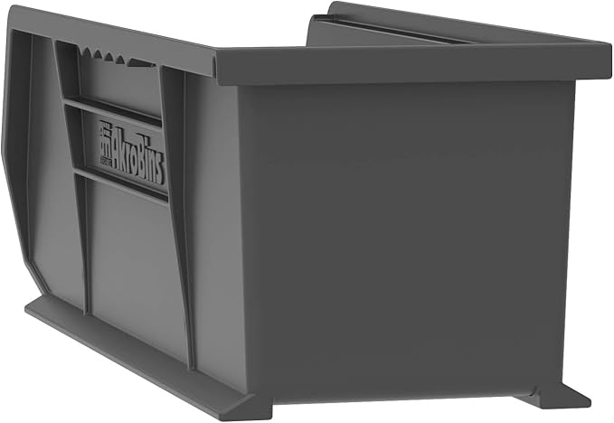 Akro-Mils 30234 AkroBins Plastic Storage Bins, Space-Saving Stackable Bins for Garage, Pantry, Craft Organization, 15-" x 5-" x 5-", Black, 12-Pack