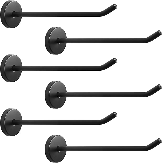 NearMoon Coat Hooks, Wall Hooks for Hanging Hat Hurse Robe, 304 Stainless Steel Heavy Duty Towel Hangers for Bathroom Livingroom Hotel Kitchen Garage, 6 Pack (6 Inch, Matte Black)