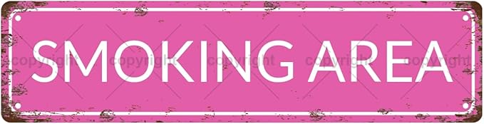 SMOKING AREA Space Vintage Metal Tin Street Sign Bar Cafe Garage Cave Home Room Wall Bathroom Farmhouse Garden Porch Patio Decor, 16 x 4 Inch