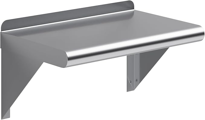 AmGood 10" X 16" Stainless Steel Wall Shelf | Metal Shelving | Garage, Laundry, Storage, Utility Room | Restaurant, Commercial Kitchen | NSF