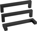 goldenwarm 150 Pack 5 Inch Black Cabinet Handles - Matte Black Drawer Pulls Stainless Steel - 128mm Cabinet Hardware Square Bar Modern Cabinet Pulls for Kitchen Bathroom Cupboard