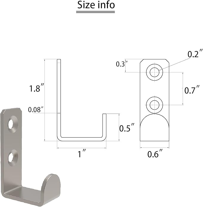Wall Hooks Coat Hook Robe Hanging Robe & Towel Hooks, Utility Hooks Indoor Outdoor (Silver-Square, 1.8x1)