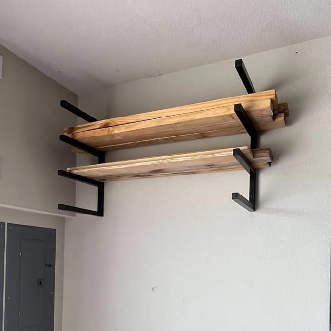 Lumber Storage Rack Metal Shelf Brackets, Sturdy Multipurpose Racking,Indoor & Outdoor Use (4 Level)