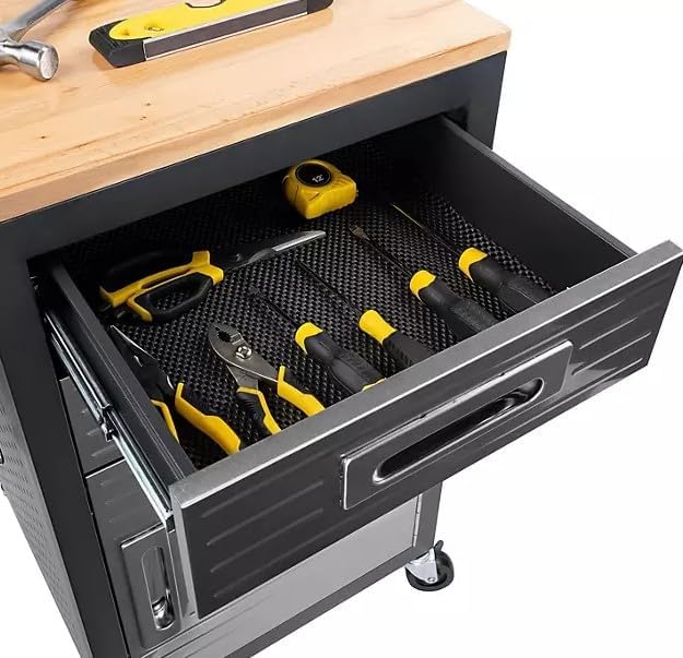 Heavy Duty Rolling Storage Cabinet with Wheels and Drawers, Workstation for Garage, Office, Workshop, 1 Door, 2 Drawer (20" W x 18" D x 34.7" H), Graphite