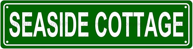 SEASIDE COTTAGE Space Metal Tin Street Sign Bar Cafe Garage Cave Home Room Wall Bathroom Farmhouse Garden Porch Patio Decor, 16 x 4 Inch