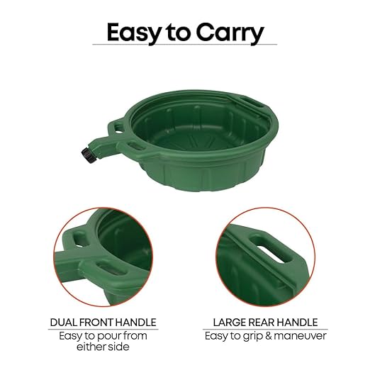 Groz 41961 4.25 Gallon Antifreeze Drain Pan - with Spout Cap, Durable HDPE Construction, Spill-Proof Design for Auto Shops and Garages, Green Color